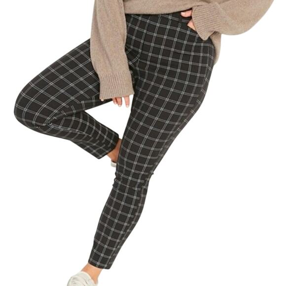 Old Navy Black Windowpane Sz 10 Petite Stretch Cotton Slim Ankle Pants EUC - Picture 1 of 6